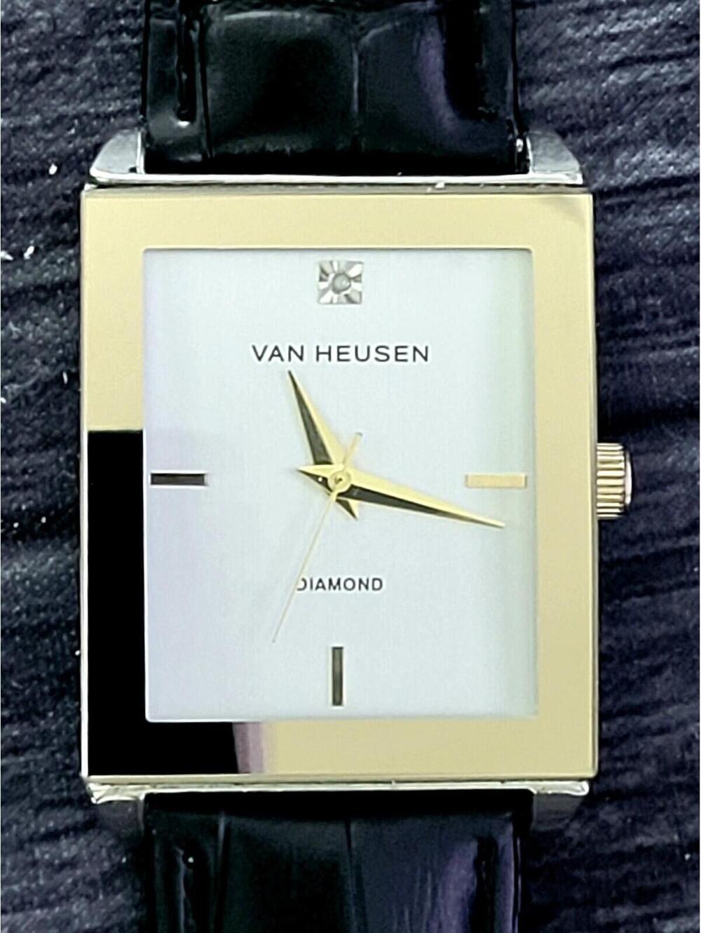 Rare Vintage Van Heusen Diamond Mens‎ Bold Tank Dress Watch